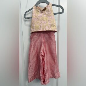 Indian Baby Outfit: Pink & Gold Halter Top with Pants